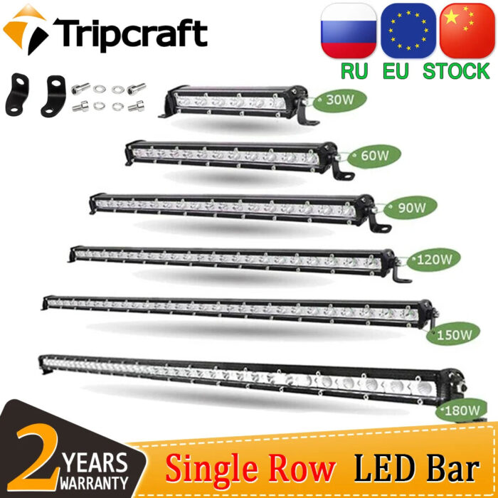Tripcraft Single Row Super Slim LED Light Bar 7" 13" 20" 25" 32" 38'' Inch LED Work Light Bar 90W 120W 150W 180W OffRoad 12V 24V