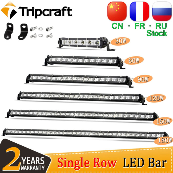 Tripcraft Slim Single Row led bars light 7/13/20/25/32/38inch LED Work Light Bar combo beam for Car Tractor Boat OffRoad4x4
