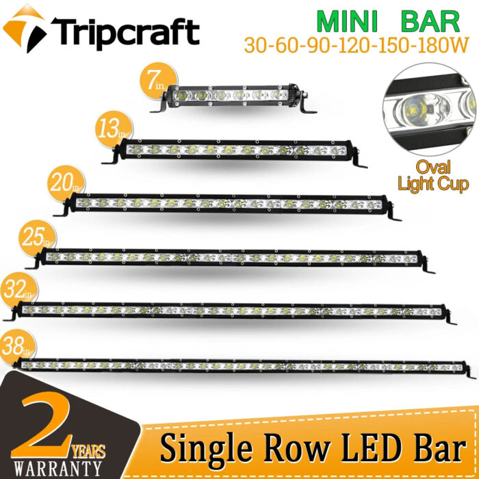 Tripcraft Super Mini 7" 13" 20" 25" 32" 38'' inch 60w 90w 120w 150w Single Row LED Light Bar Oval light cup For SUV 4X4 Off Road