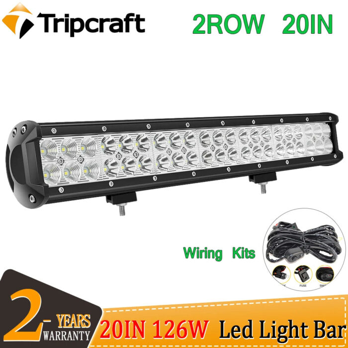 Tripcraft dual rows 20inch LED light Bar led driving light 126w combo IP67 for Car Tractor Boat OffRoad 4x4 Truck SUV ATV 12V24V