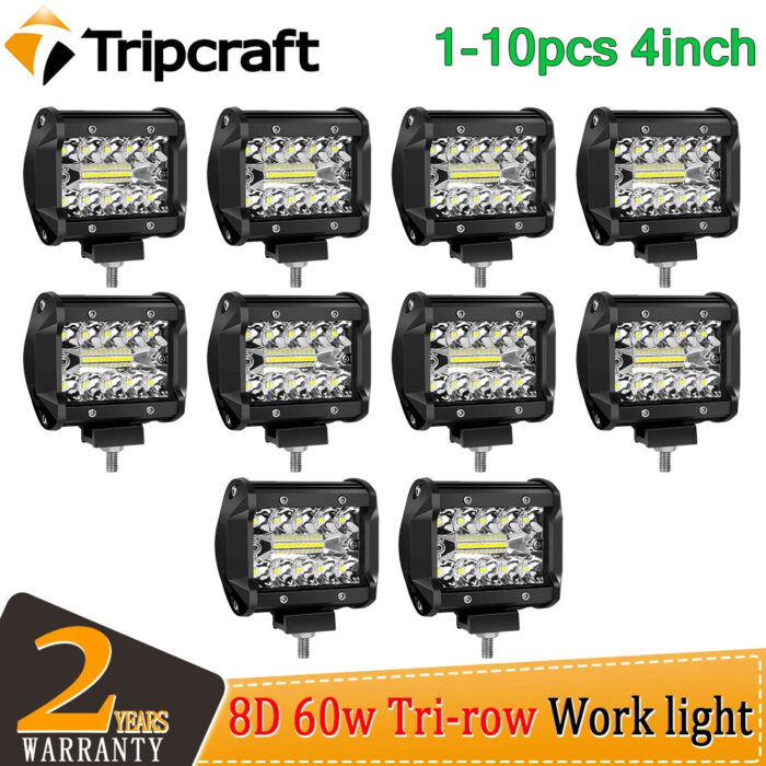 TripcraftTripcraft 1-10pcs 4inch Led Light Bar 60W Combo Beam Off SUV ATV Tractor Boat faros delantero4x4 off road acessorios