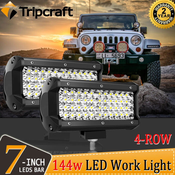 Tripraft 4inch 7inch Led Light Bar Work Light 7in 72W 144W Combo Led Work Light Bar Beam for Offroad Tractor Truck 4x4 SUV ATV