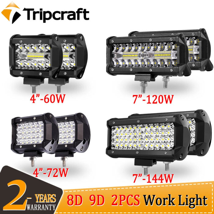 led fog lights for cars 4 inch work light 60W 72W 120W 144W Spot/Combo Led Work Light Bar for Offroad Tractor Truck 4x4 SUV ATV