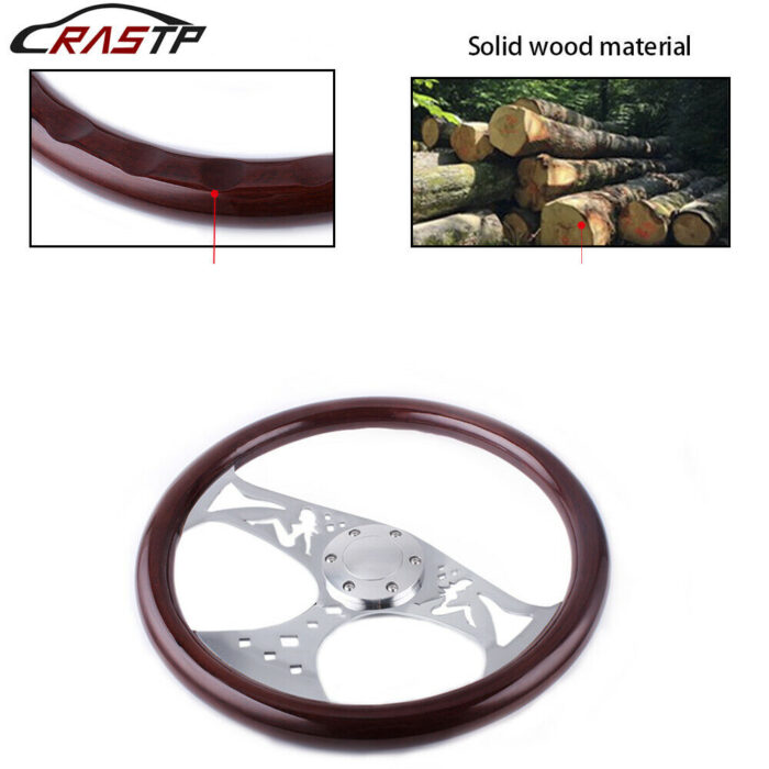 380mm 15" Classic Wood Grain Deep Dish with Hollow Angel Racing Steering Wheel