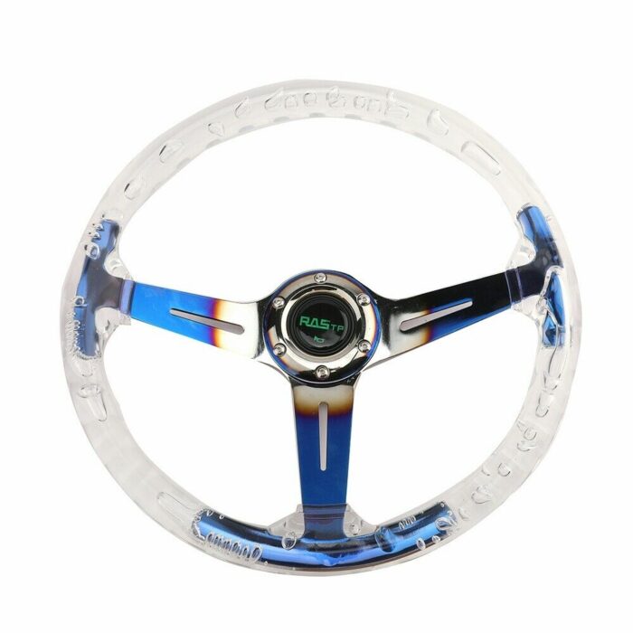 Aluminum 14" 350mm Racing Acrylic Steering Wheel with Quick Release Blue US