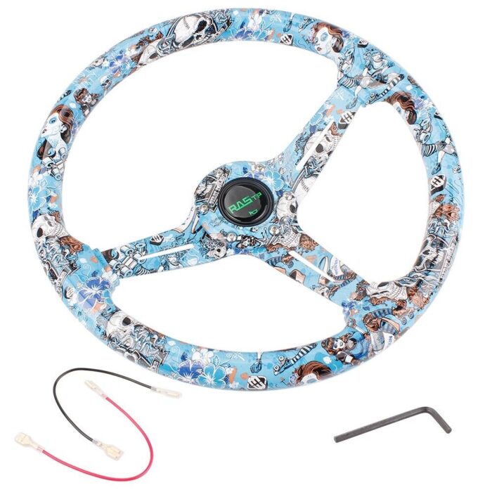 14inch 350mm Acrylic 70mm Deep Dish 6 Holes Steering Wheel w/Horn Button Cover