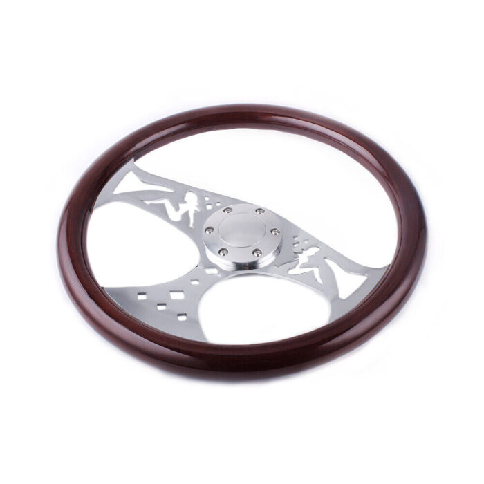 380mm 15" Classic Wood Grain Deep Dish with Hollow Angel Racing Steering Wheel