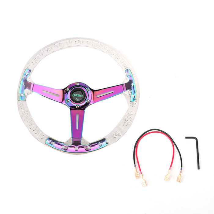 Aluminum 14" 350mm Racing Acrylic Steering Wheel with Quick Release Neo Chrome