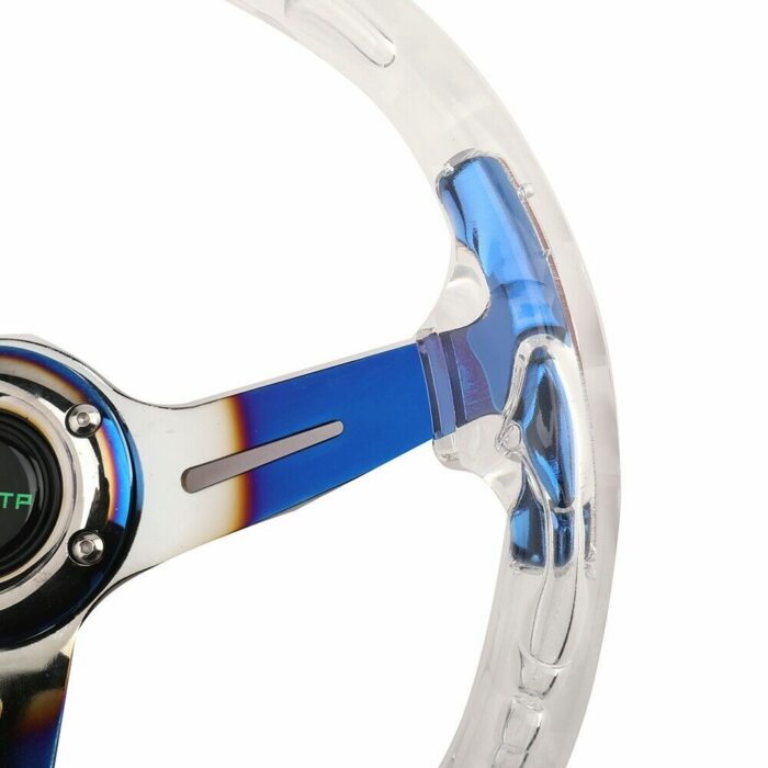 Aluminum 14" 350mm Racing Acrylic Steering Wheel with Quick Release Blue US