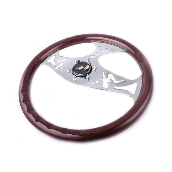 380mm 15" Classic Wood Grain Deep Dish with Hollow Angel Racing Steering Wheel