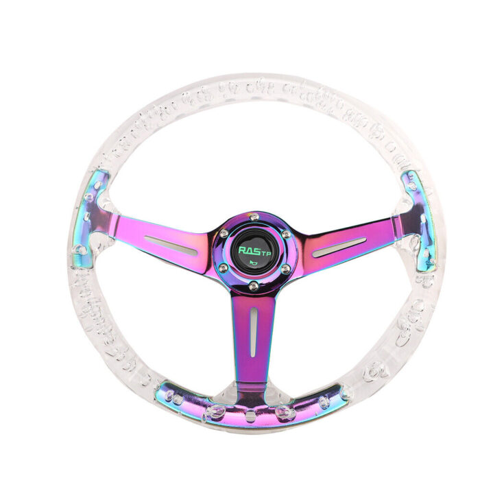 Neo Chrome Transparent Colorless Acrylic 350mm/14” Racing Sports Steering Wheel