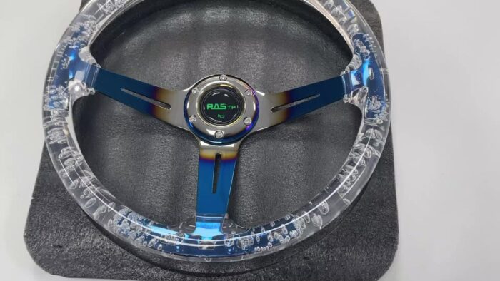 Aluminum Car Acrylic Steering Wheel Bluing Spokes 350mm 14inch Racing Blue